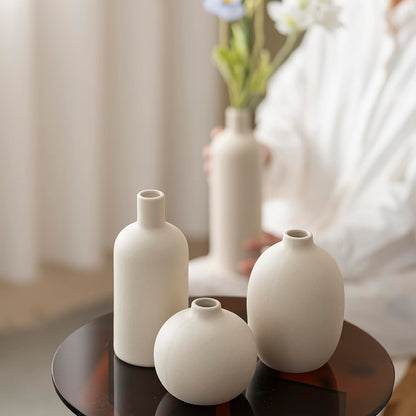 Decorative Ceramic Vase Set – 4-Piece Modern Boho Design for Living Room, Mantel & Entryway