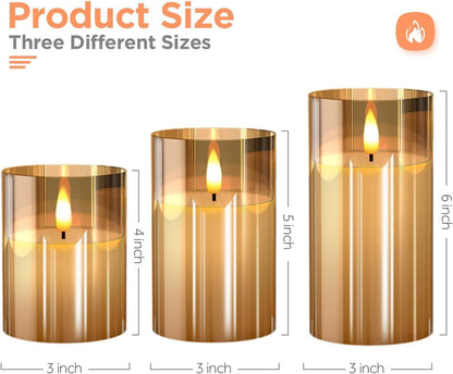 Real Wax LED Flickering Candles Set of 3 – Battery Operated with Remote Control & Timer