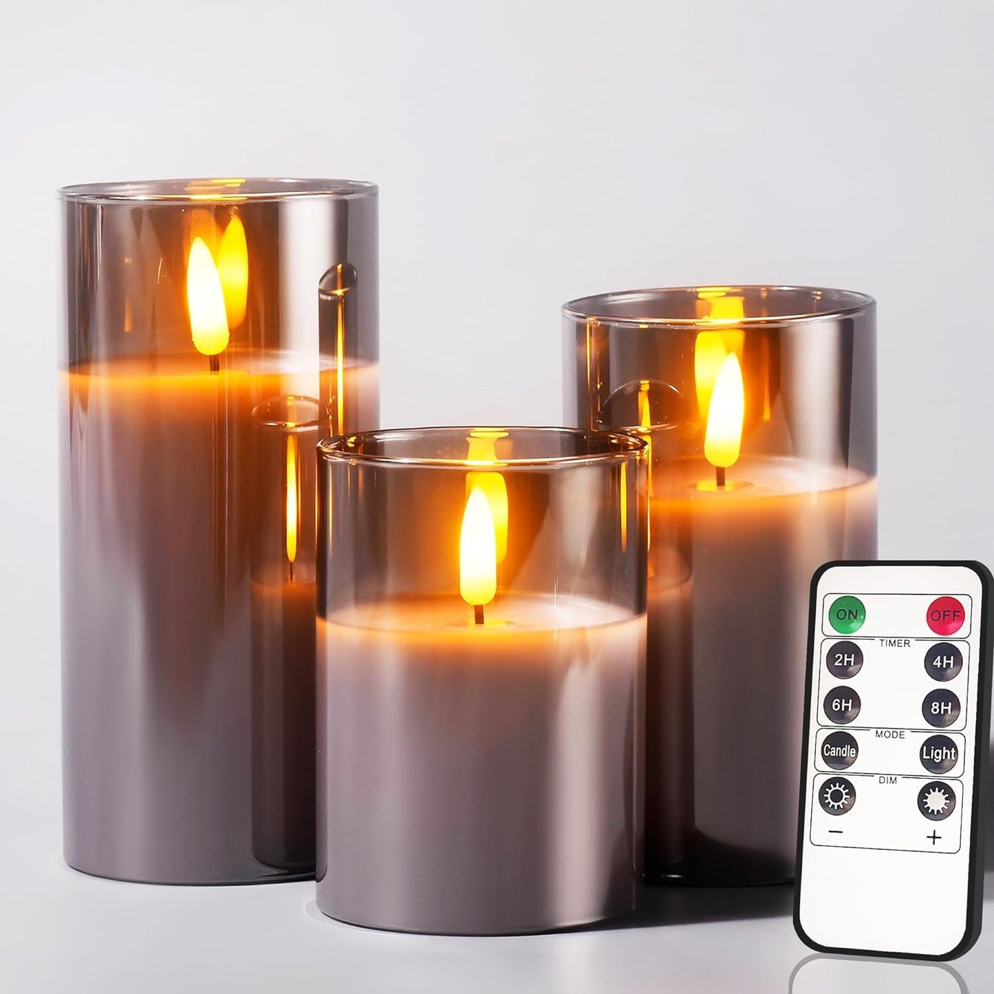 Real Wax LED Flickering Candles Set of 3 – Battery Operated with Remote Control & Timer