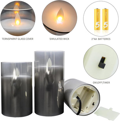 Real Wax LED Flickering Candles Set of 3 – Battery Operated with Remote Control & Timer