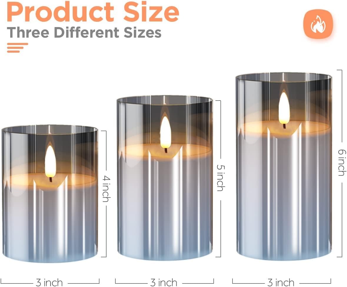 Real Wax LED Flickering Candles Set of 3 – Battery Operated with Remote Control & Timer