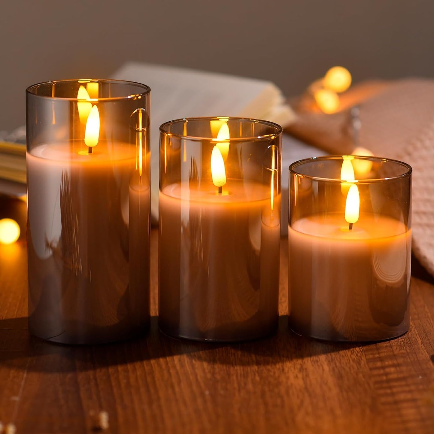 Real Wax LED Flickering Candles Set of 3 – Battery Operated with Remote Control & Timer