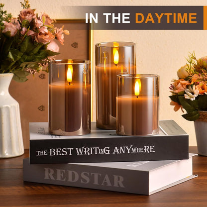 Real Wax LED Flickering Candles Set of 3 – Battery Operated with Remote Control & Timer