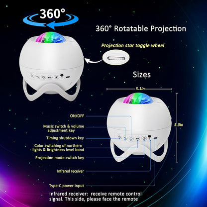 LED Star & Galaxy Projector – Night Light with Remote Control, Adjustable Brightness & Aurora Effect