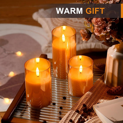 Real Wax LED Flickering Candles Set of 3 – Battery Operated with Remote Control & Timer