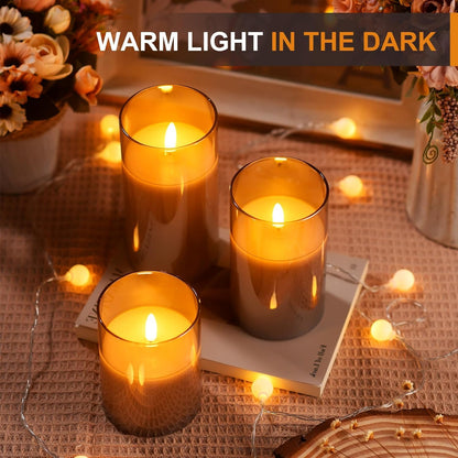Real Wax LED Flickering Candles Set of 3 – Battery Operated with Remote Control & Timer