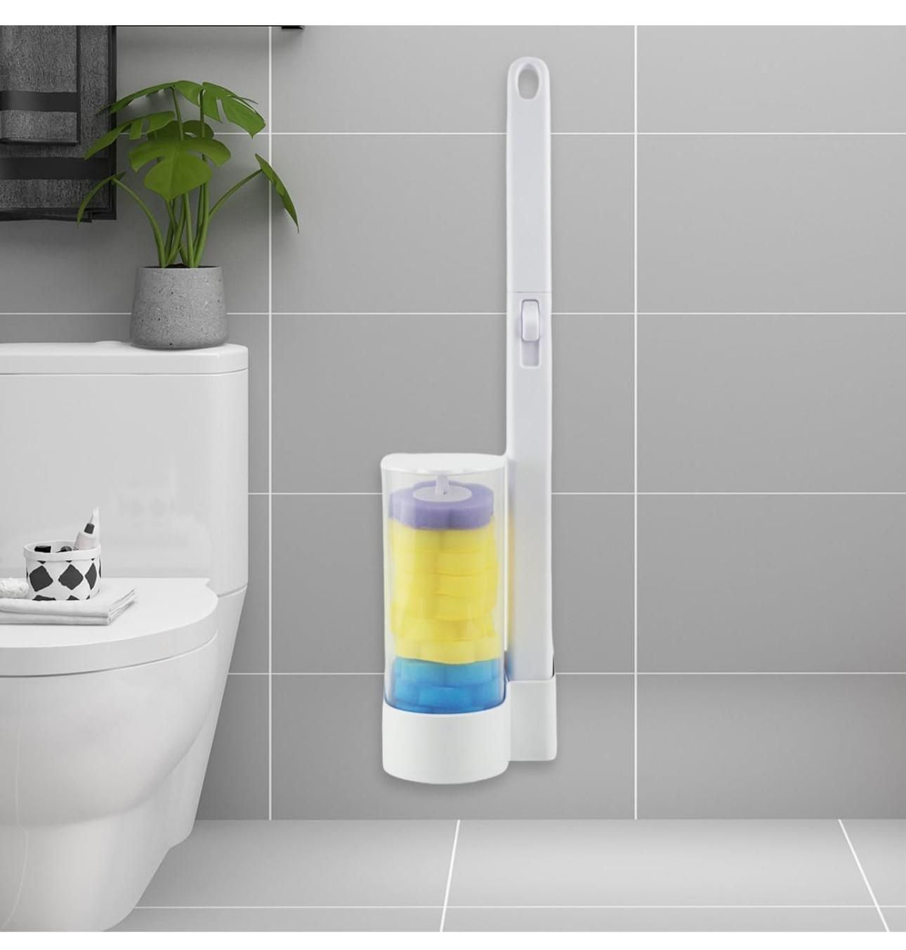 Disposable Toilet Brush Set with Replacement Heads — Hygienic No-Touch Bathroom Cleaner