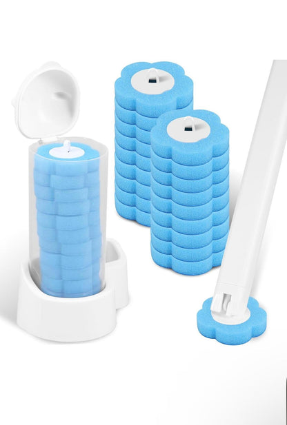 Disposable Toilet Brush Set with Replacement Heads — Hygienic No-Touch Bathroom Cleaner