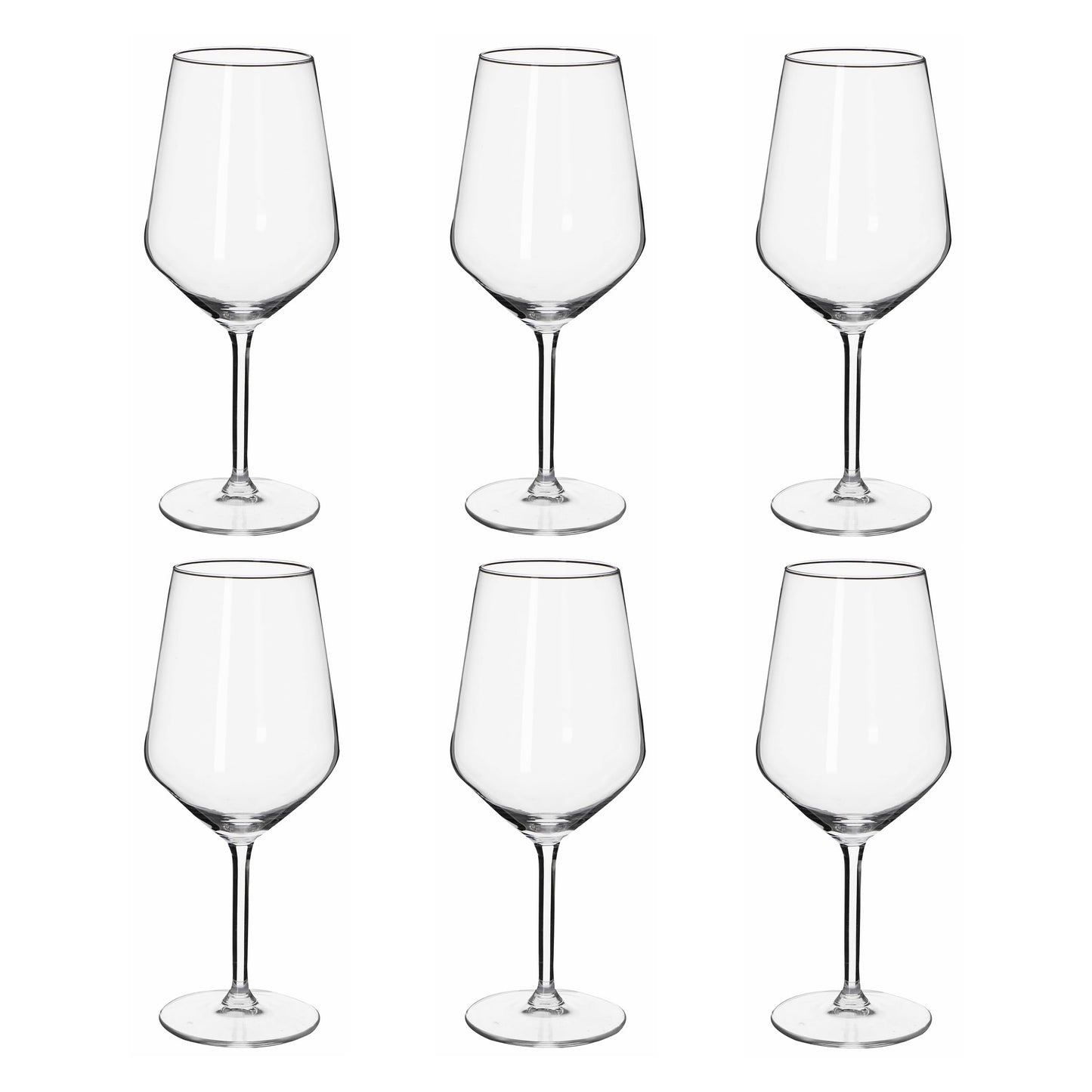 Red Wine Glass Set (6 Pieces, 53cl) – Clear Elegant Glasses for Dining & Home Use