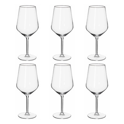 Red Wine Glass Set (6 Pieces, 53cl) – Clear Elegant Glasses for Dining & Home Use