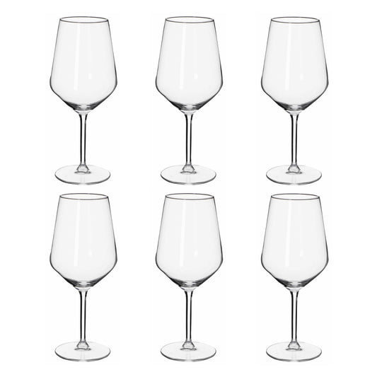 Red Wine Glass Set (6 Pieces, 53cl) – Clear Elegant Glasses for Dining & Home Use