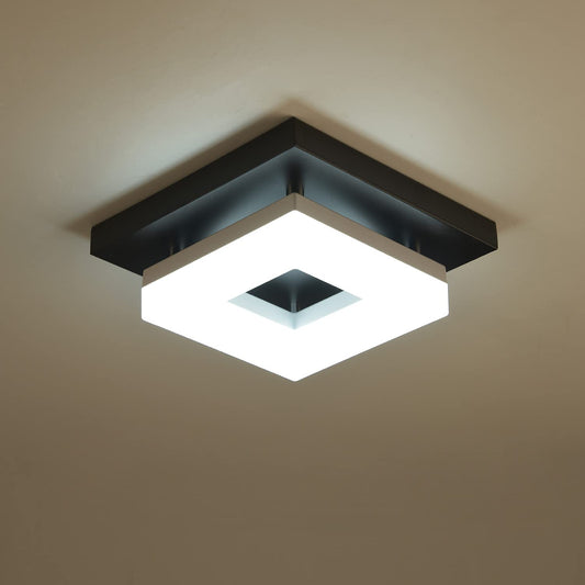Modern LED Ceiling Light 8W Square – Adjustable Colour Temperature for Bathroom, Hallway & Closet (Black)