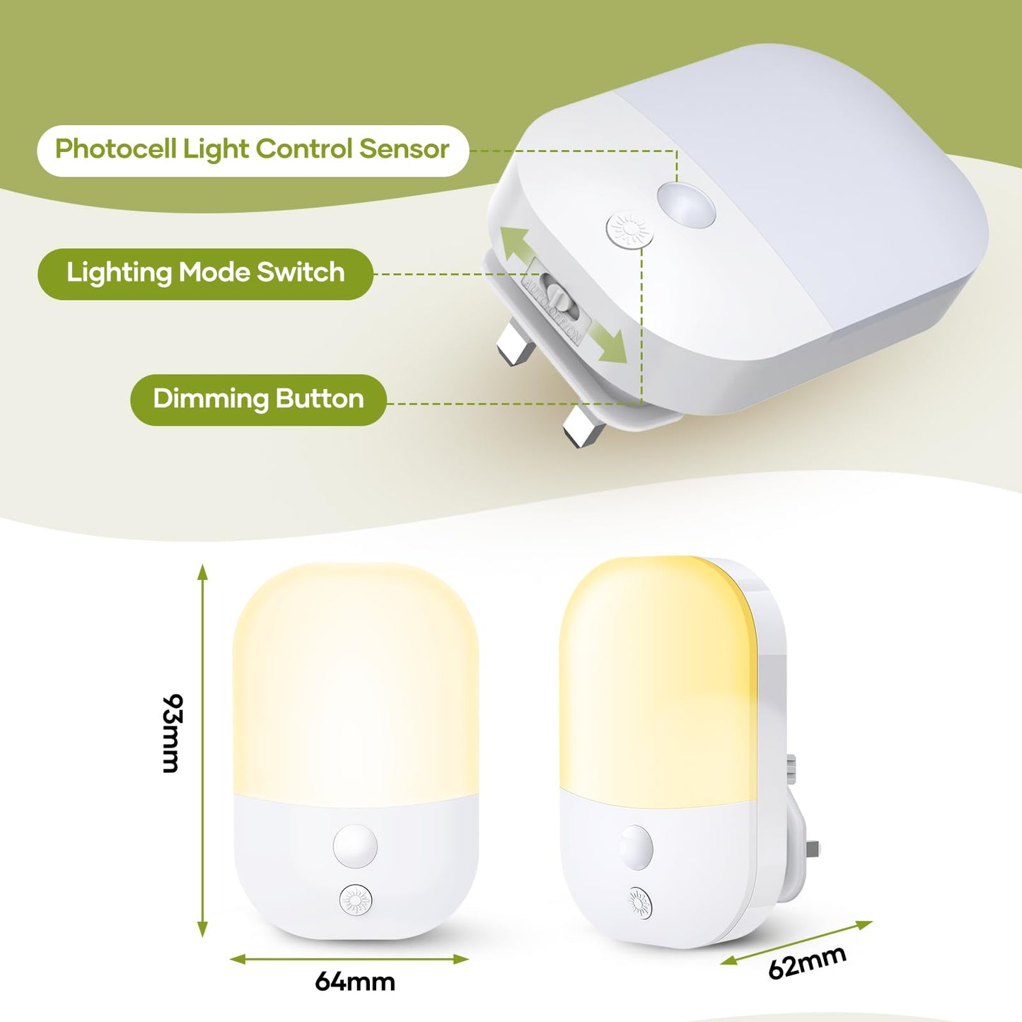 Smart LED Night Light – Auto Sensor & Adjustable Brightness
