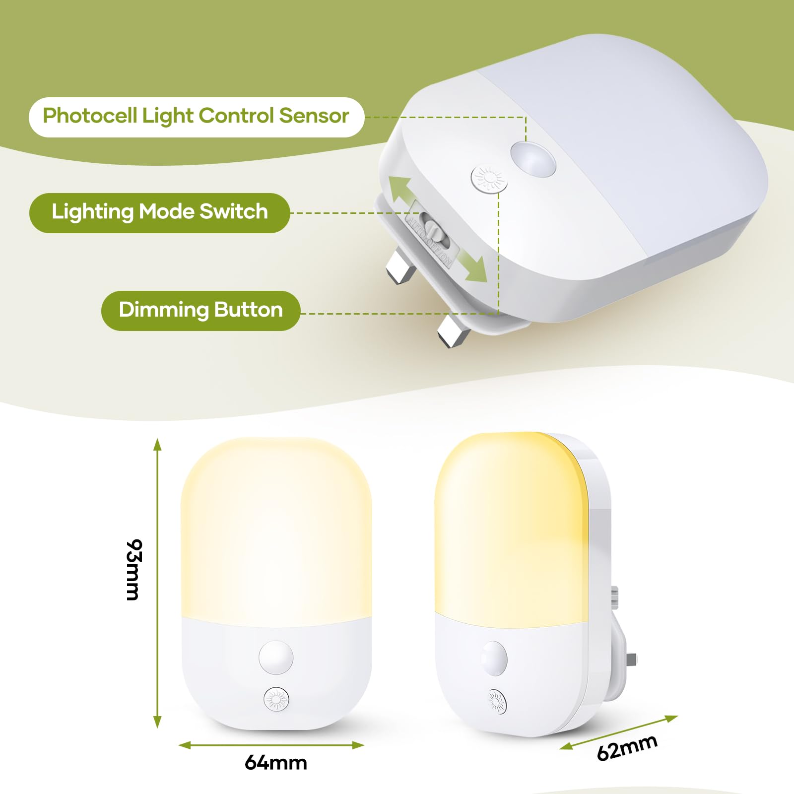 Smart LED Night Light – Auto Sensor & Adjustable Brightness