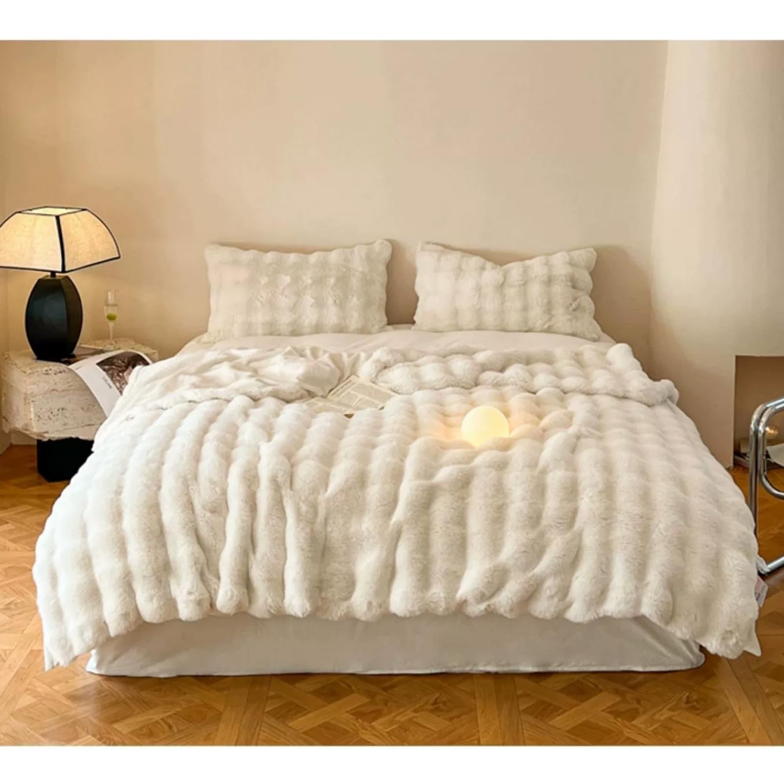 Luxury Faux Fur Sherpa Throw Blanket – Soft Reversible Plush Blanket for Sofa & Bed (Cream, 100×150cm)