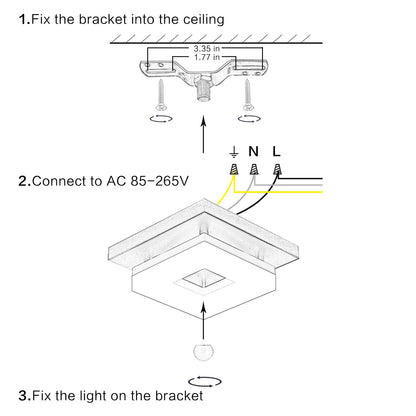 Modern LED Ceiling Light 8W Square – Adjustable Colour Temperature for Bathroom, Hallway & Closet (Black)